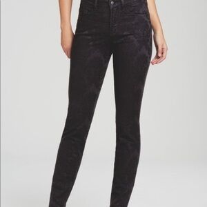 NYDJ Alina Floral Jacquard Lift Tuck Technology Black Jean Legging Pants